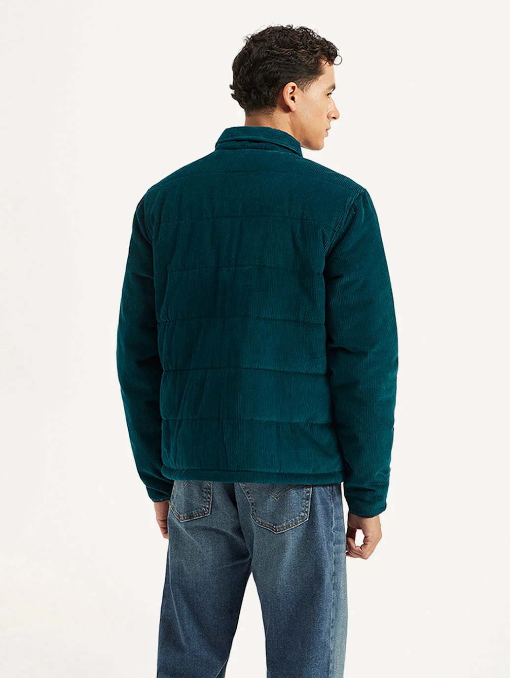 Men's Colorblock Green Spread Collar Jacket - Image 3