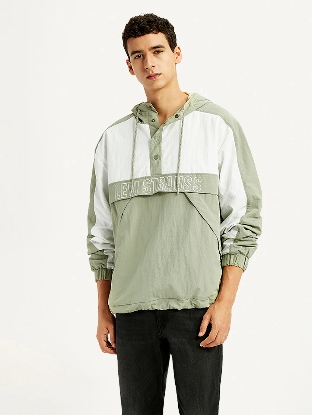 Men's Colorblock Green Windcheater Jacket - Image 2