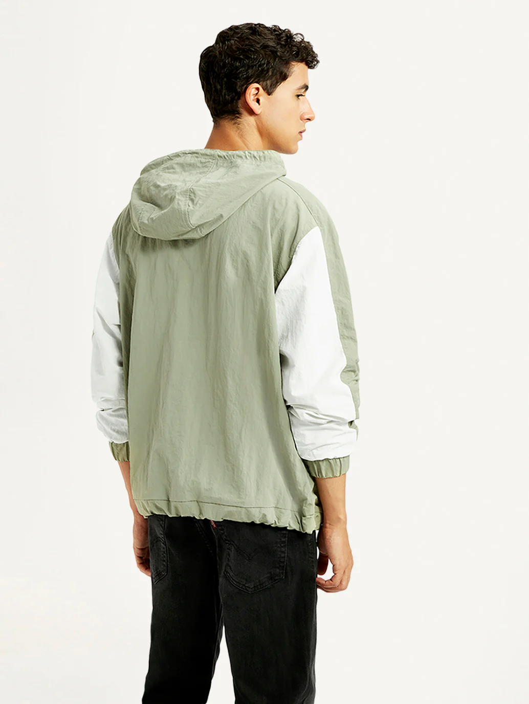 Men's Colorblock Green Windcheater Jacket - Image 4