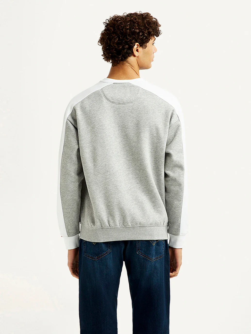 Men's Colorblock Grey Crew Neck Sweatshirt - Image 3