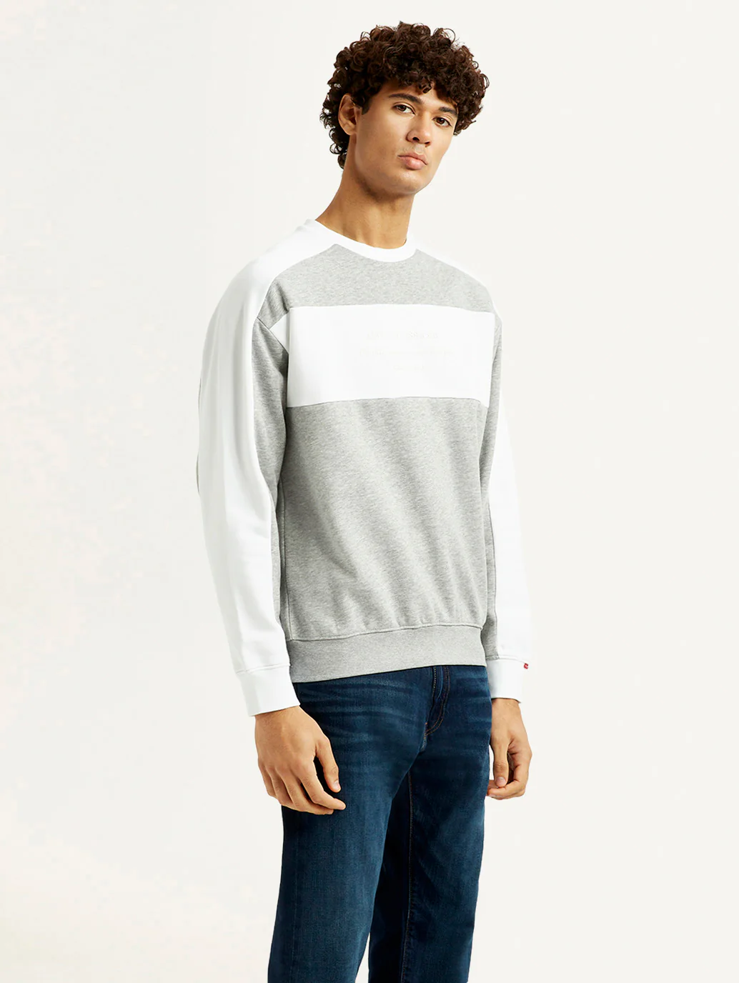 Men's Colorblock Grey Crew Neck Sweatshirt - Image 5