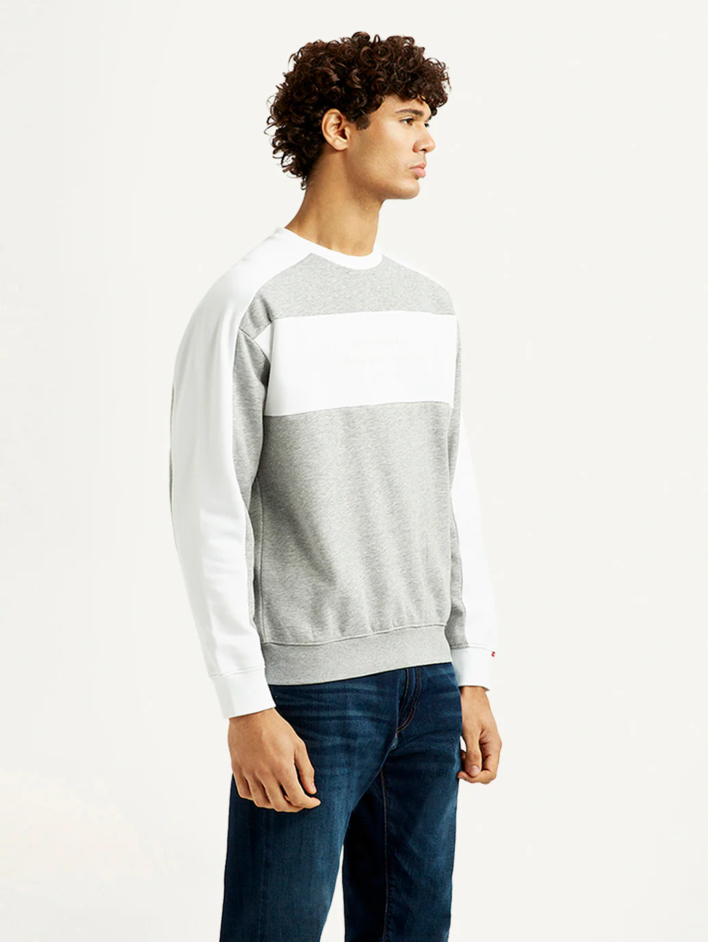 Men's Colorblock Grey Crew Neck Sweatshirt - Image 6