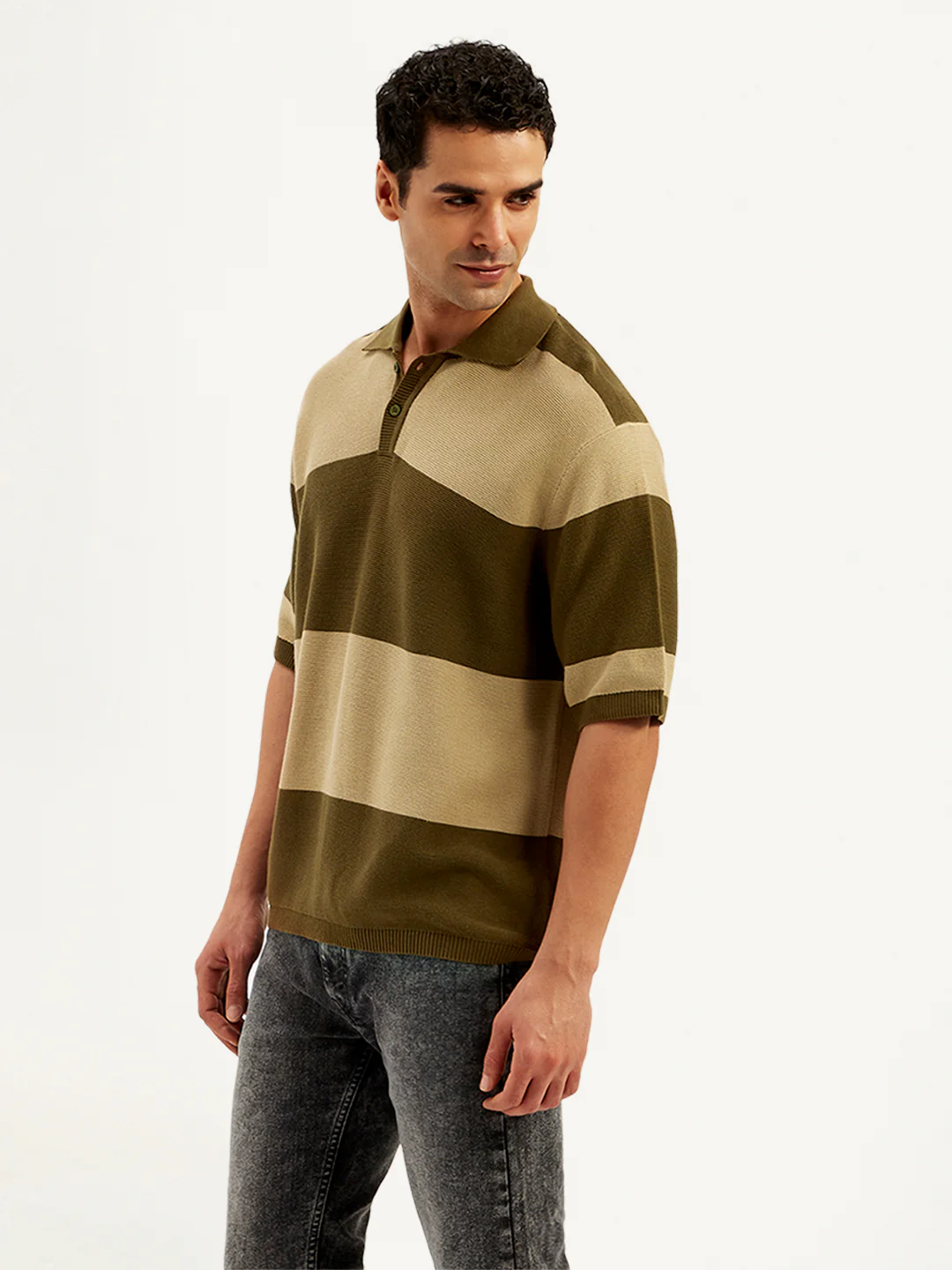 Men's Colorblock Loose Fit Polo T-Shirt - Image 3