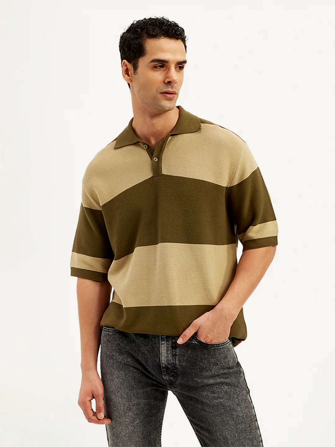 Men's Colorblock Loose Fit Polo T-Shirt - Image 5