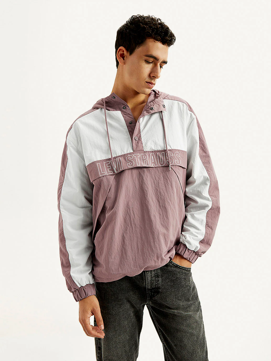 Men's Colorblock Mauve Windcheater Jacket