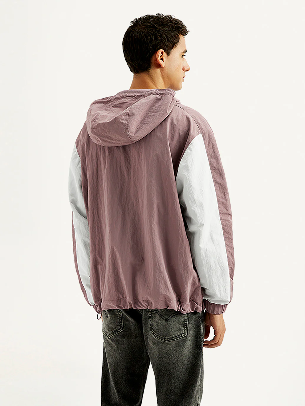 Men's Colorblock Mauve Windcheater Jacket - Image 4