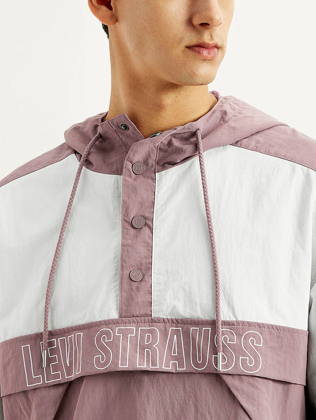 Men's Colorblock Mauve Windcheater Jacket - Image 5