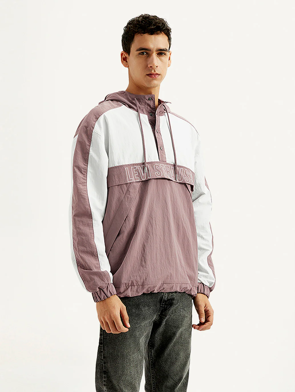 Men's Colorblock Mauve Windcheater Jacket - Image 6