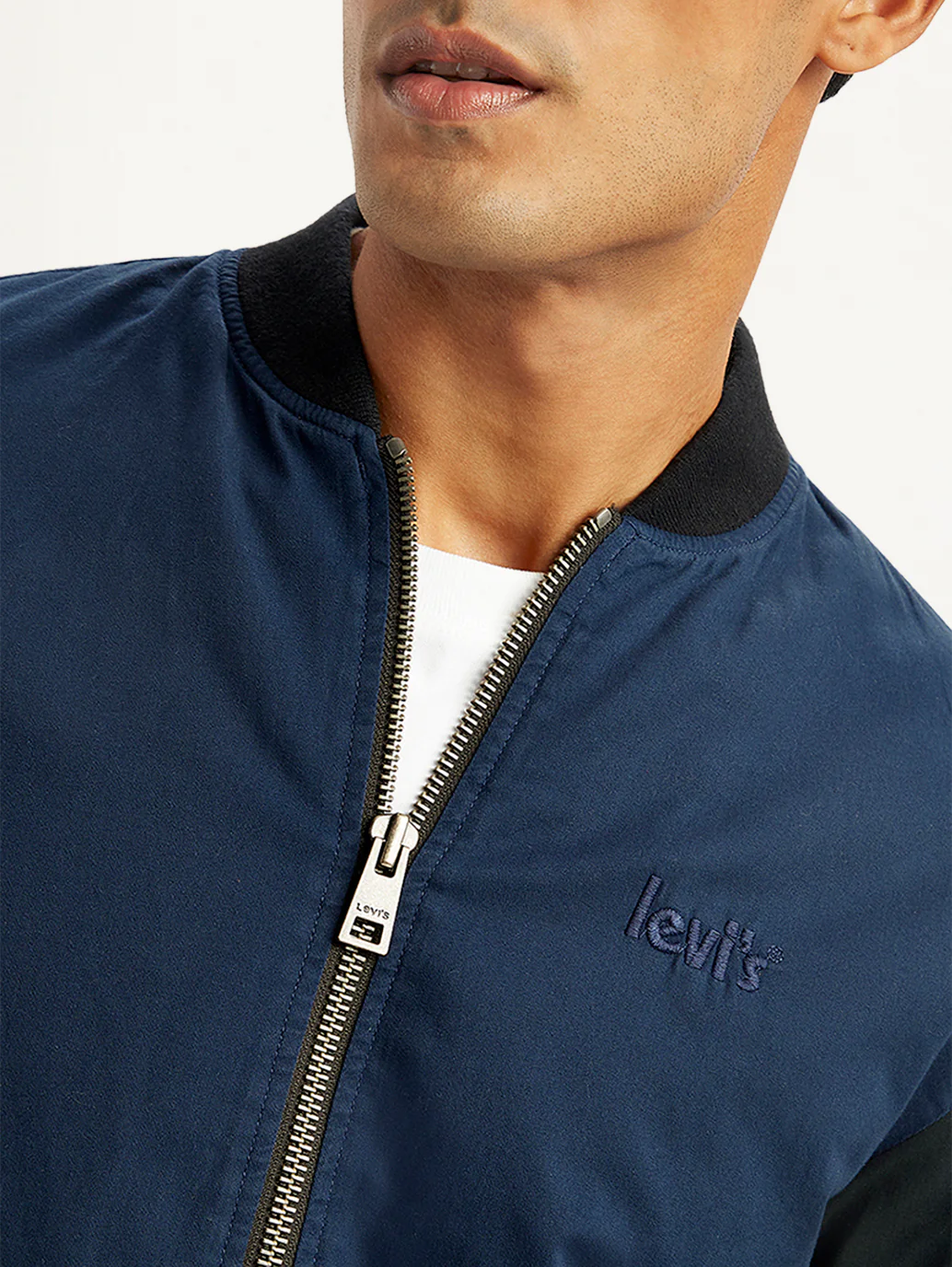 Men's Colorblock Navy Bomber Jacket - Image 4