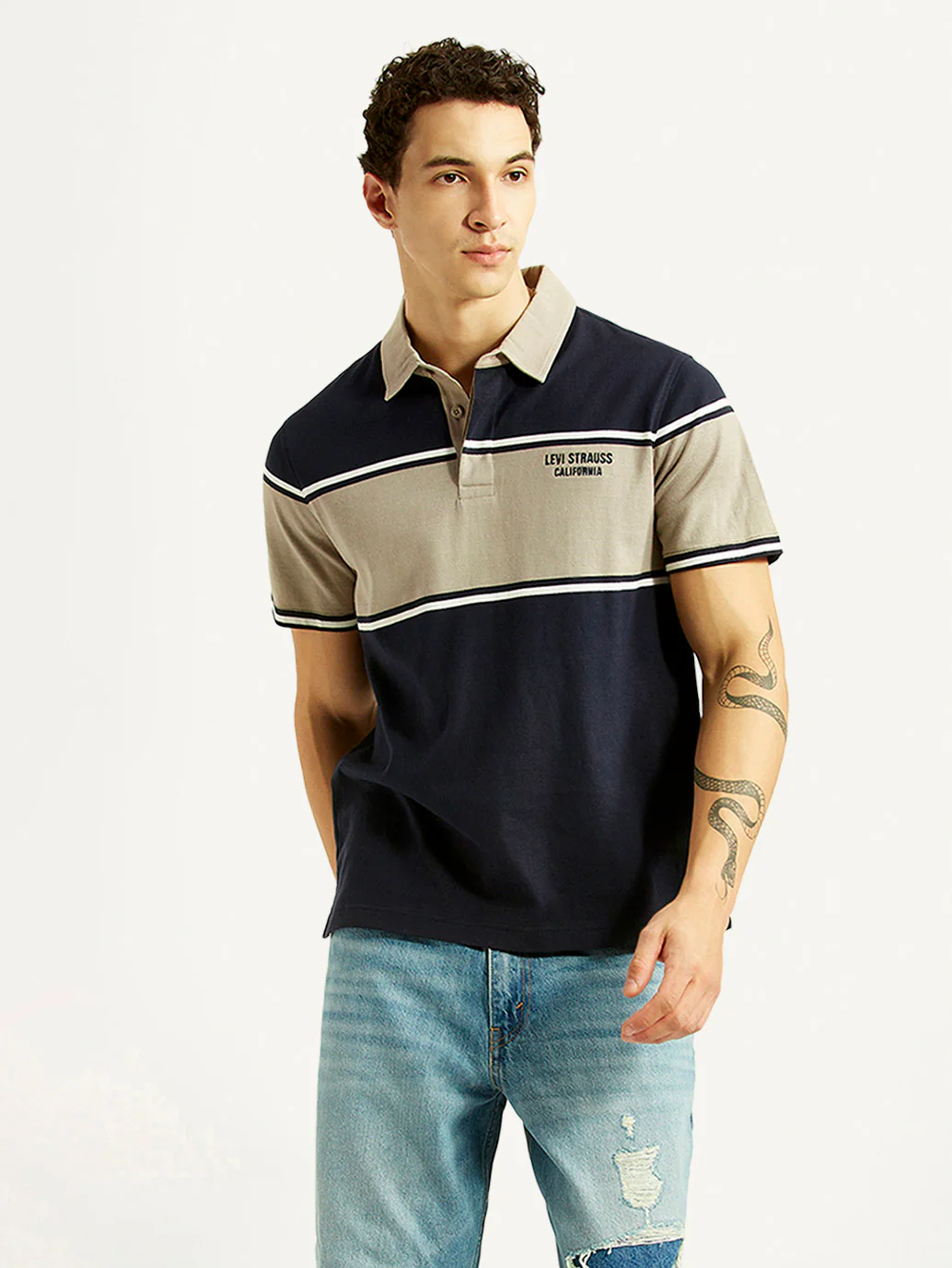 Men's Colorblock Navy Polo T-shirt