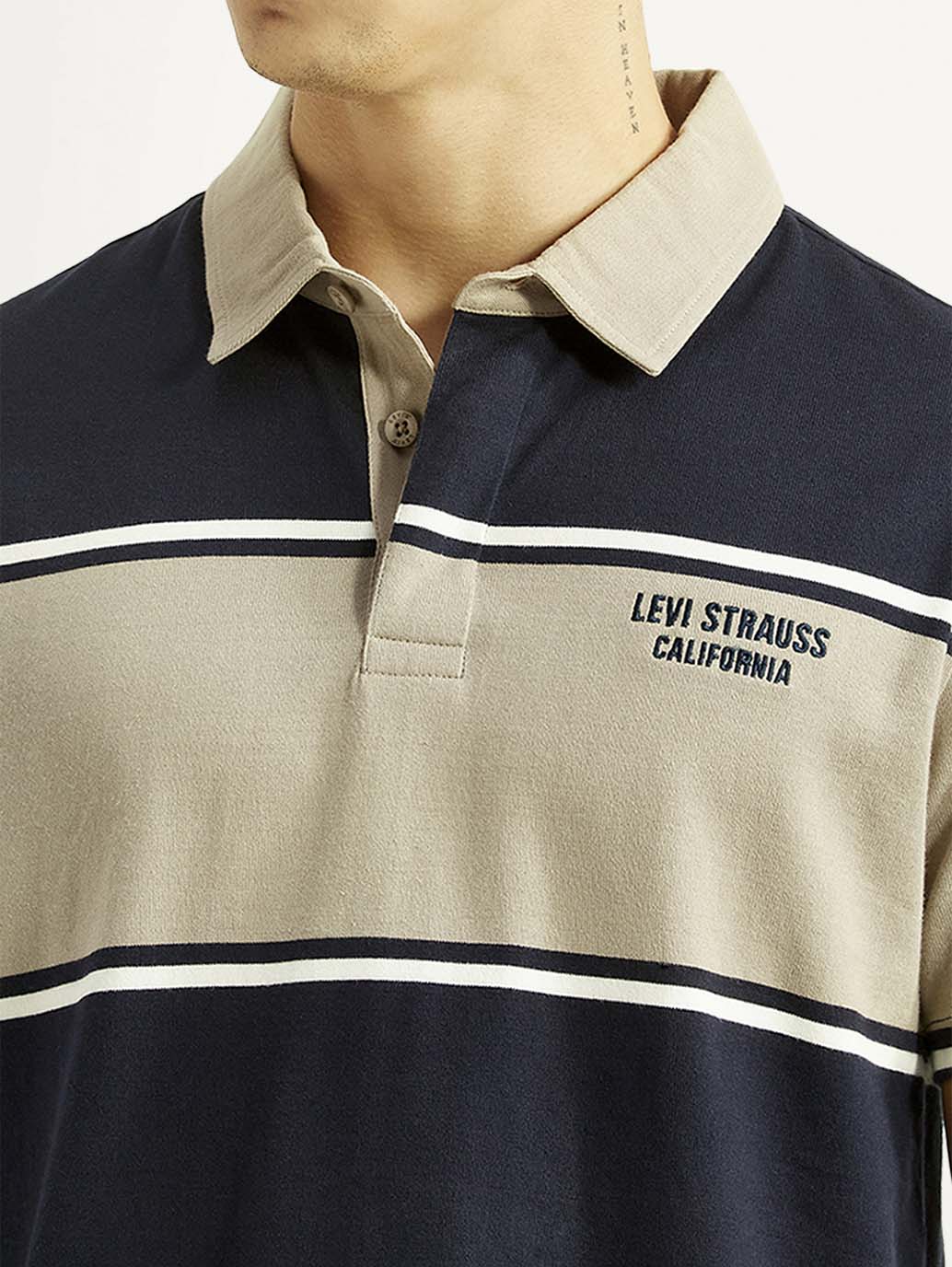 Men's Colorblock Navy Polo T-shirt - Image 4