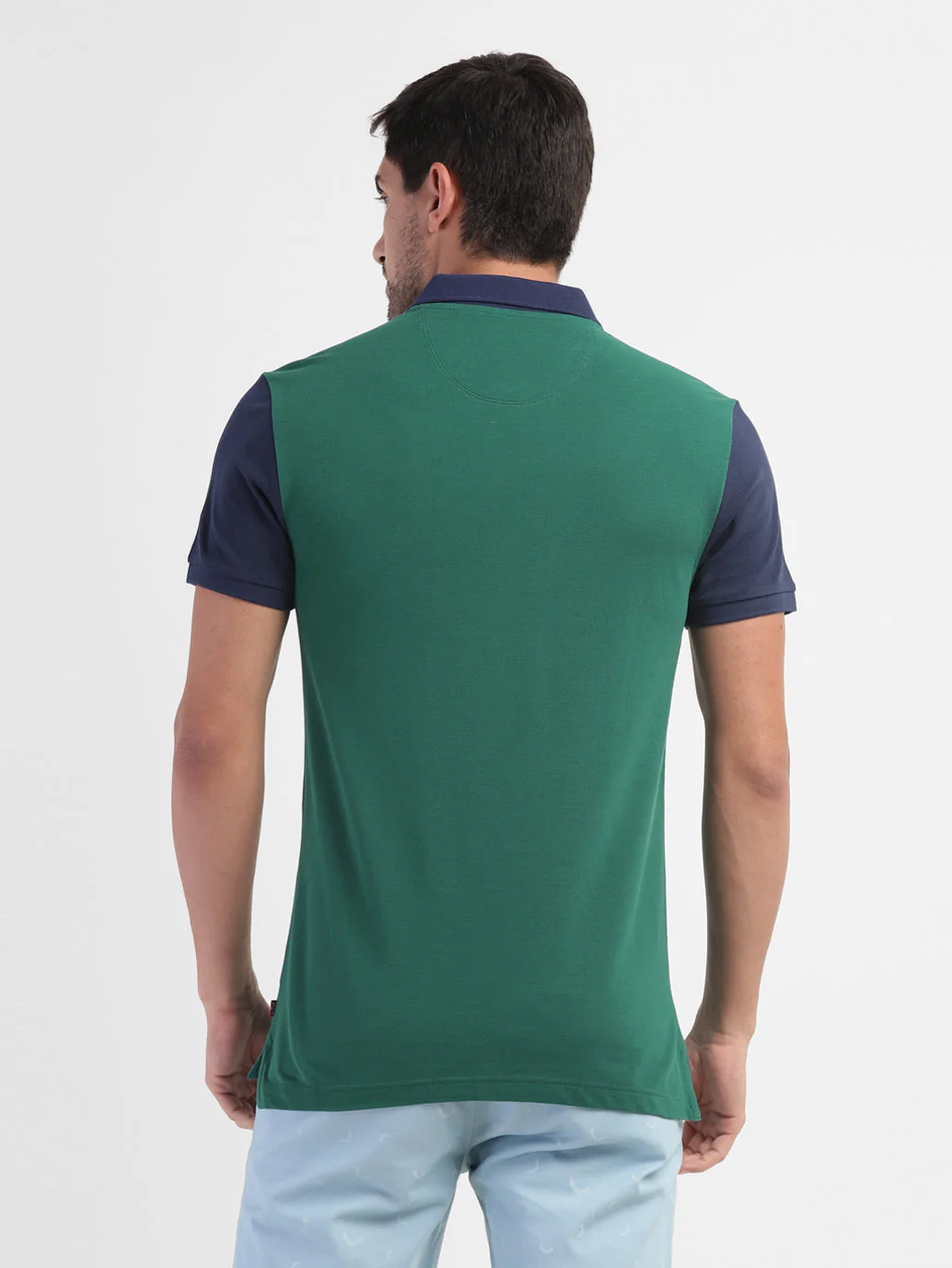 Men's Colorblock Polo T-shirt Green - Image 3