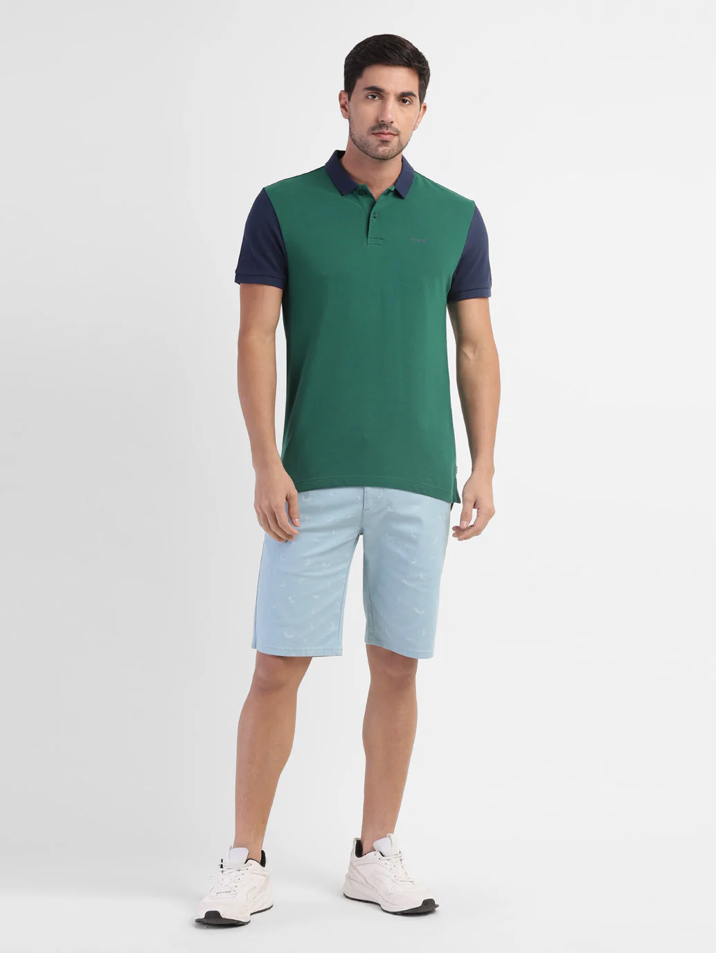 Men's Colorblock Polo T-shirt Green - Image 5