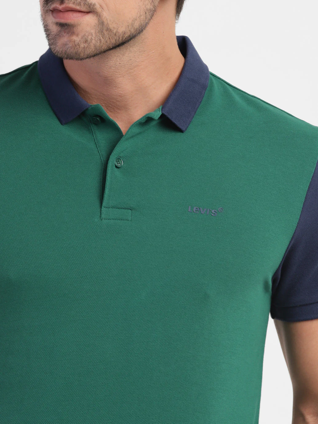 Men's Colorblock Polo T-shirt Green - Image 6