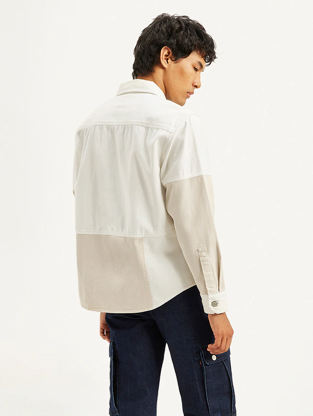 Men's Colorblock Regular Fit Denim Overshirt - Image 3