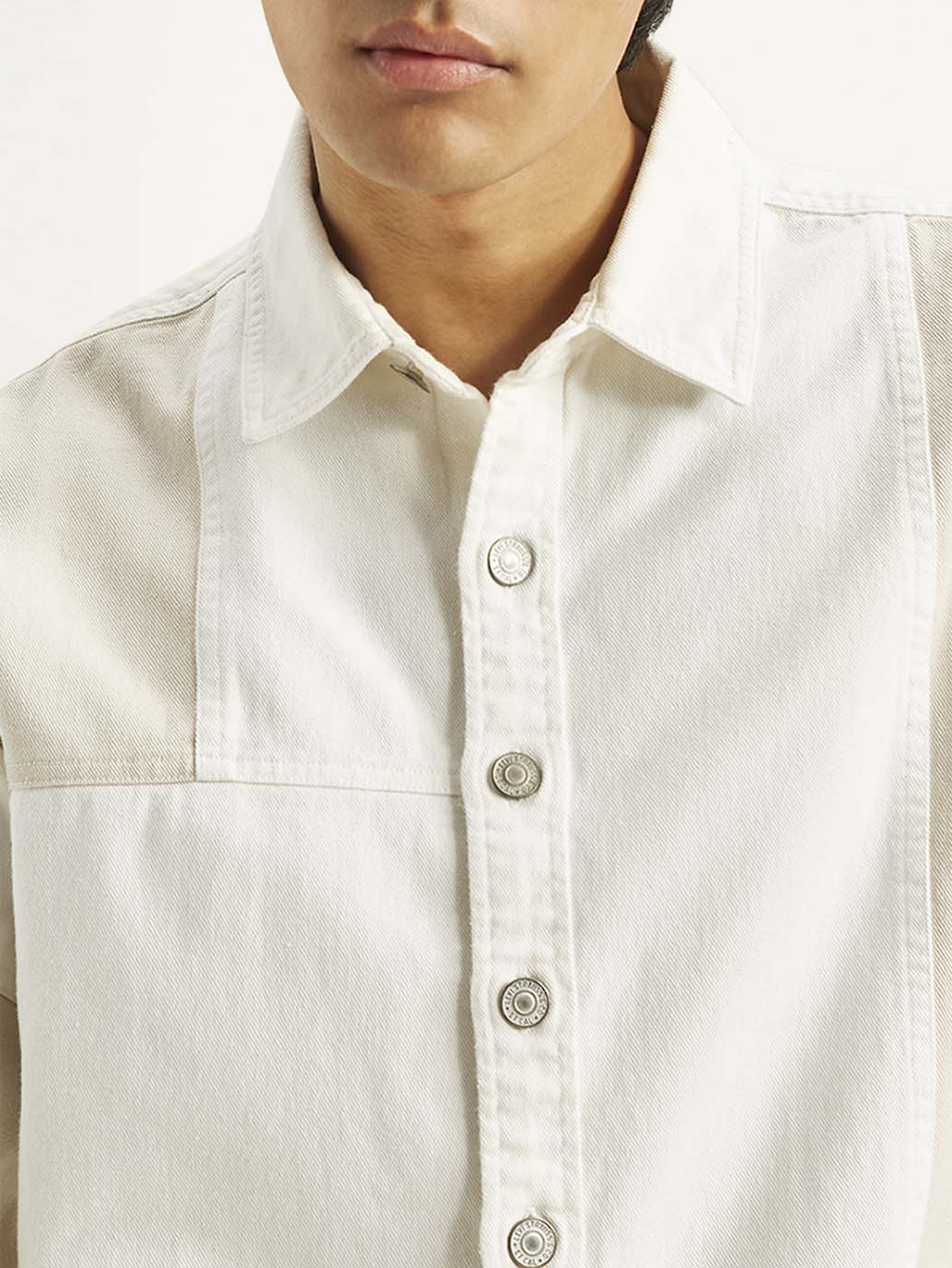 Men's Colorblock Regular Fit Denim Overshirt - Image 4