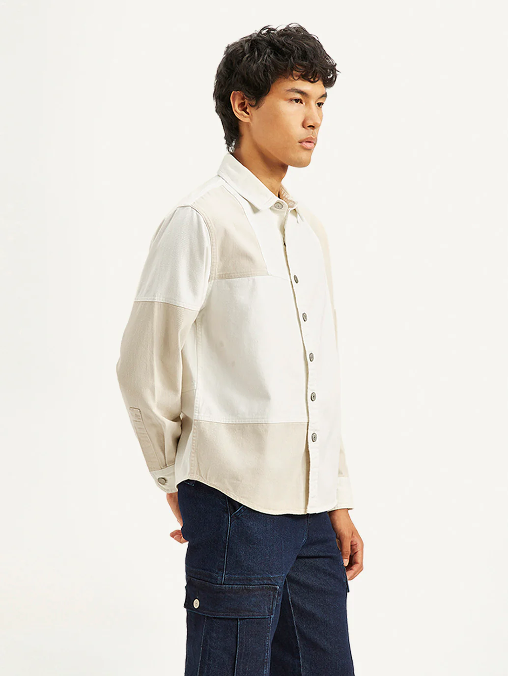Men's Colorblock Regular Fit Denim Overshirt - Image 6