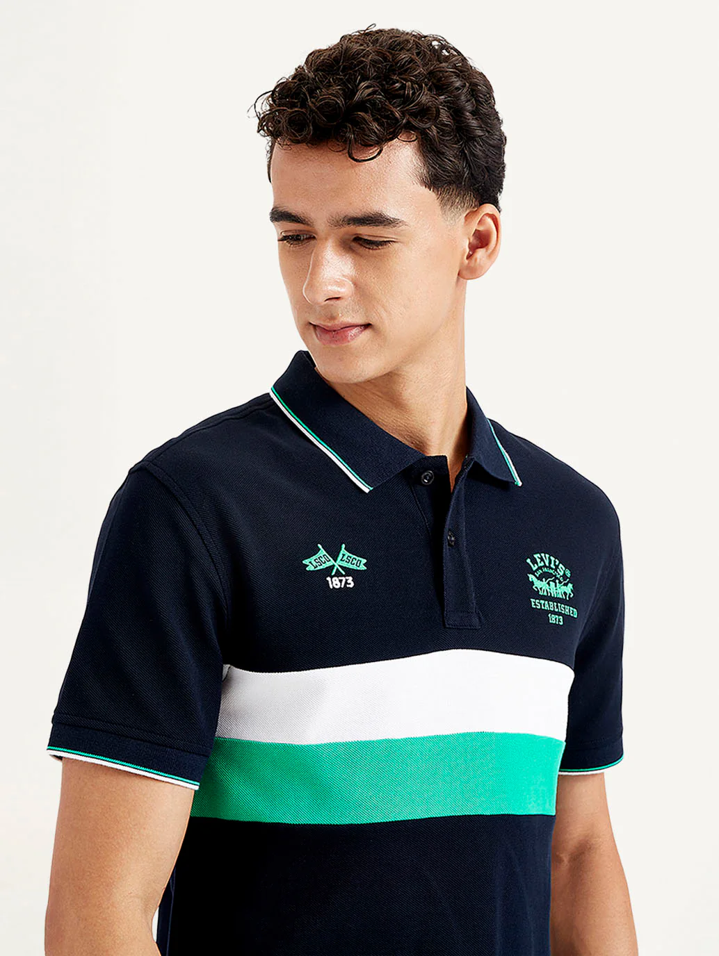 Men's Colorblock Slim Fit Polo T-Shirt - Image 5