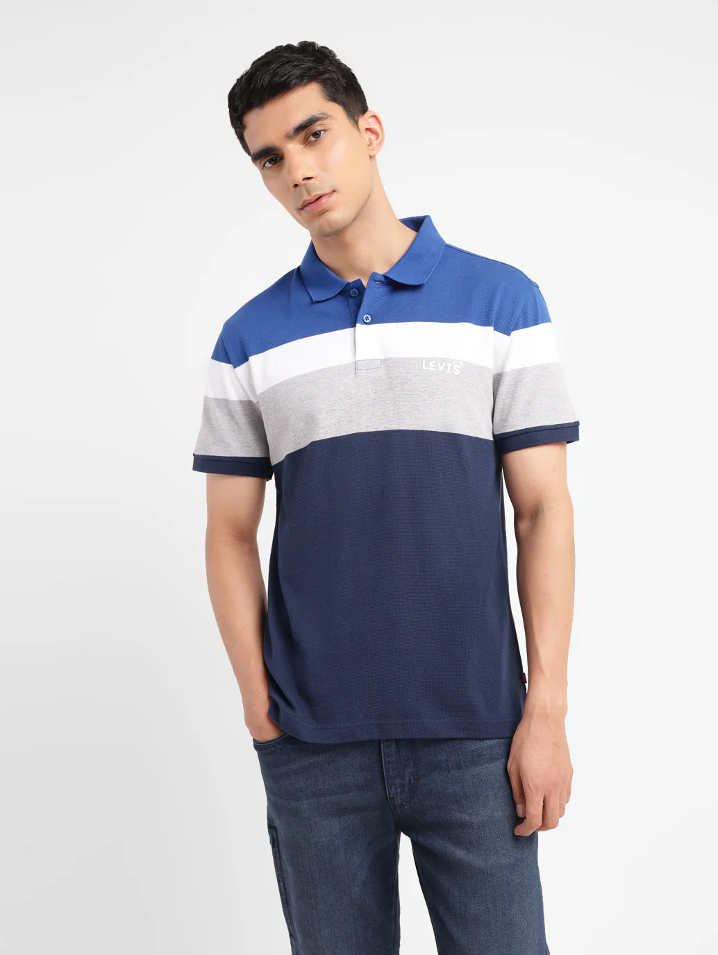 Men's Colorblock Slim Fit Polo T-shirt