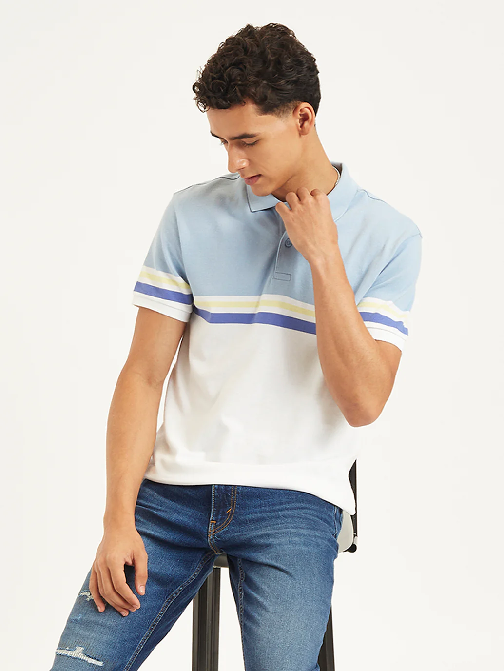 Men's Colorblock Slim Fit Polo T-Shirt - Image 2