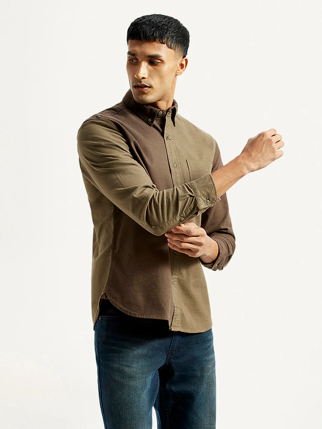 Men's Colorblock Spread Collar Flannel Shirt - Image 5