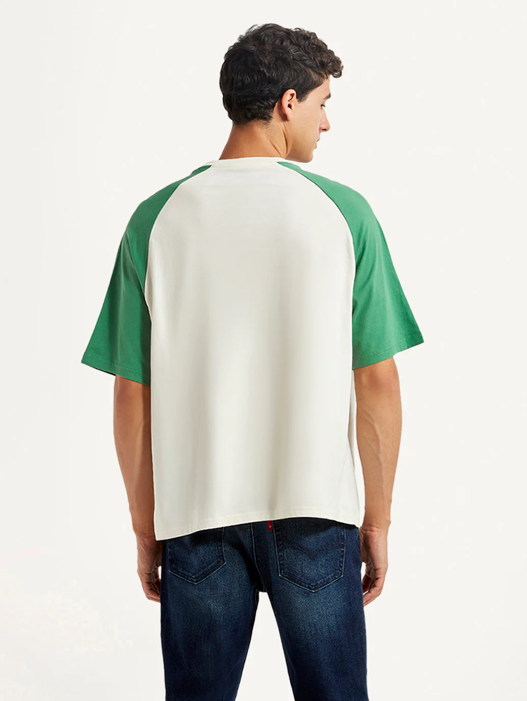 Men's Colorblock White Loose Fit T-shirt - Image 2