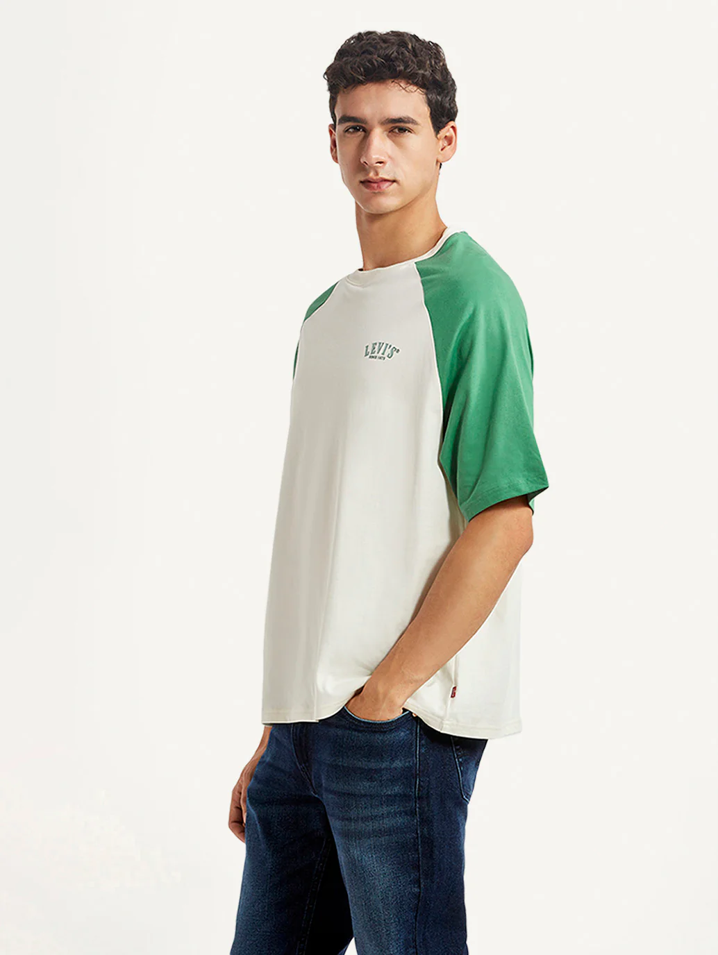 Men's Colorblock White Loose Fit T-shirt - Image 3