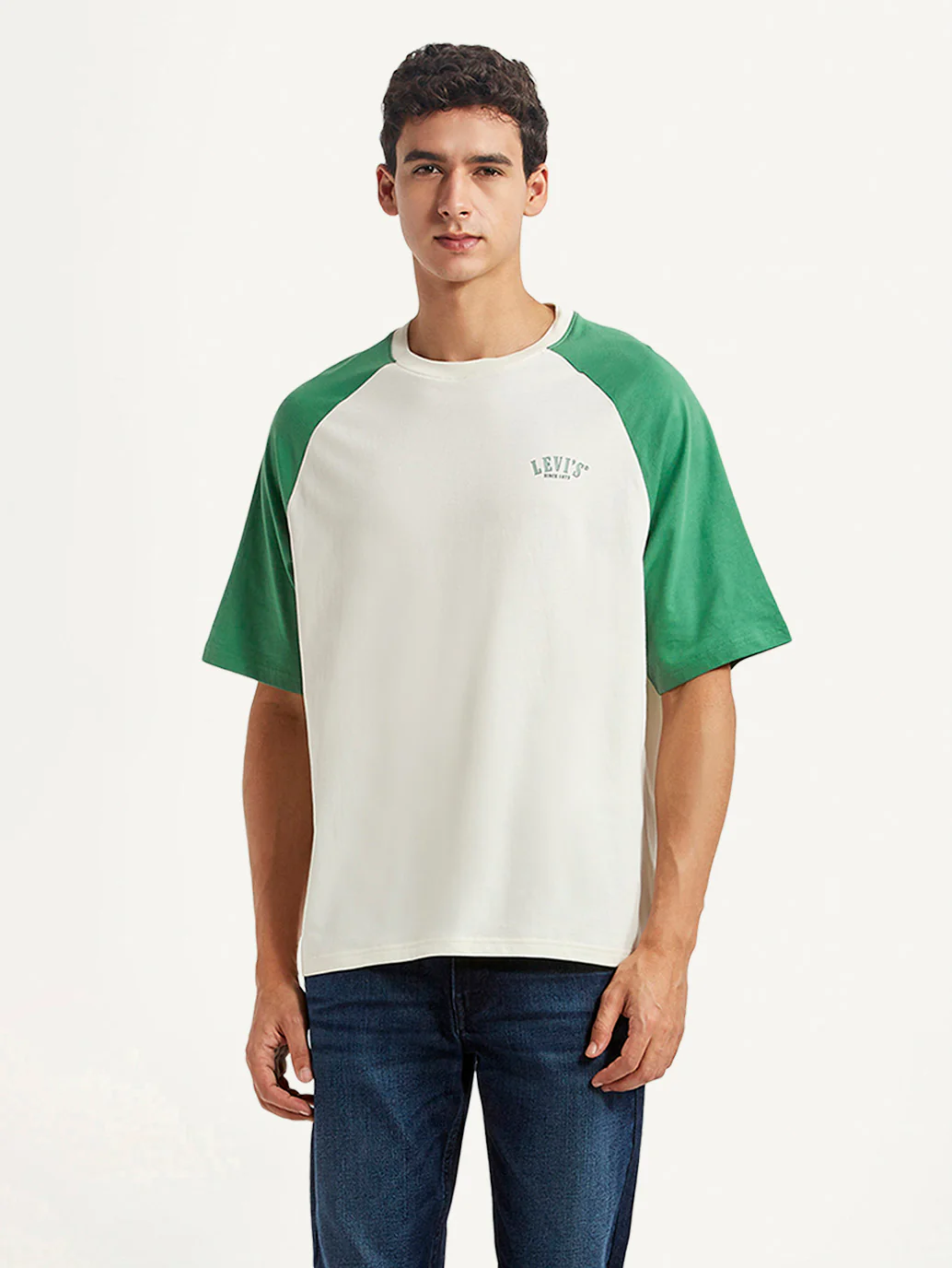 Men's Colorblock White Loose Fit T-shirt - Image 5