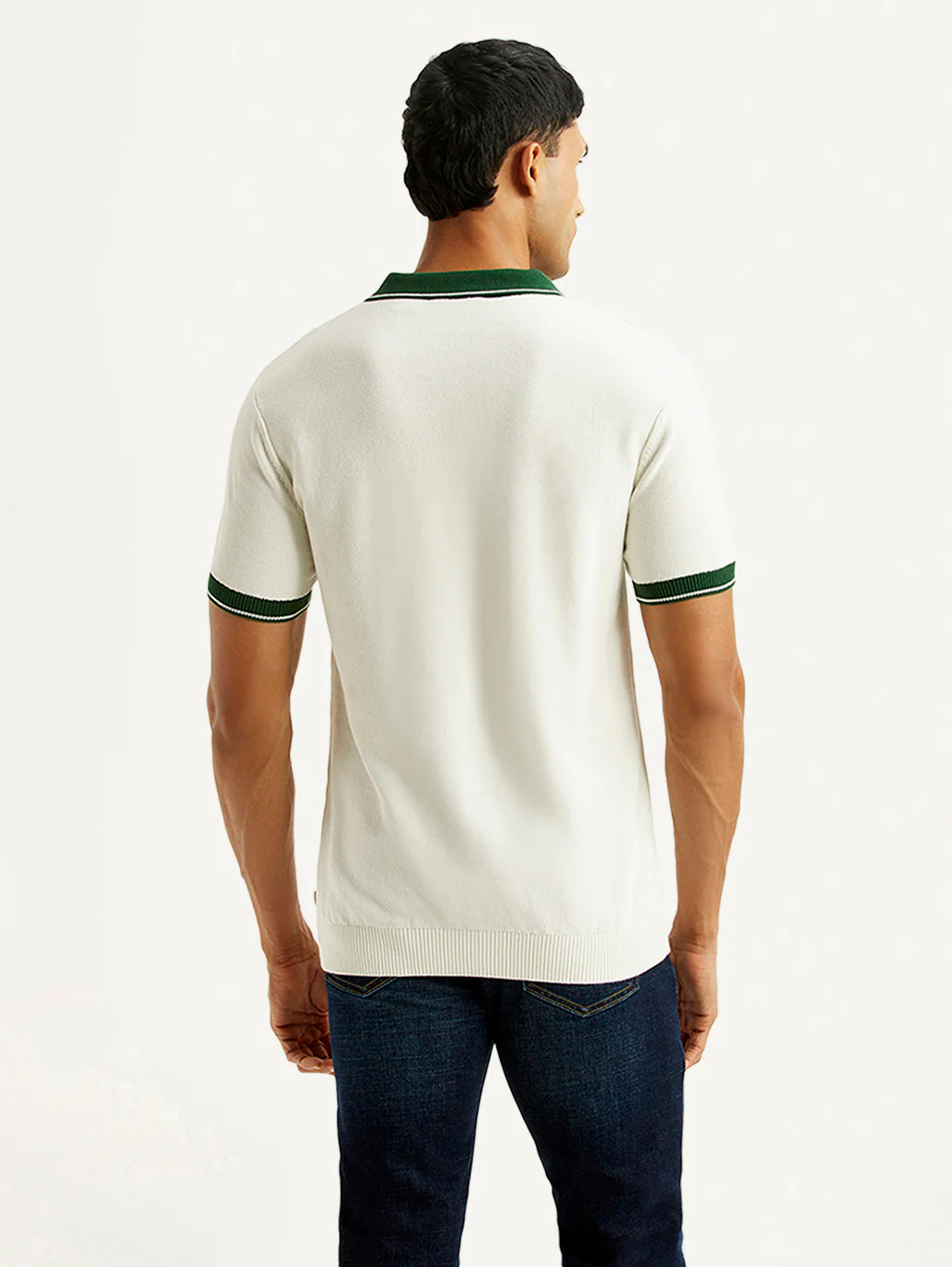 Men's Colorblock White Polo T-shirt - Image 2