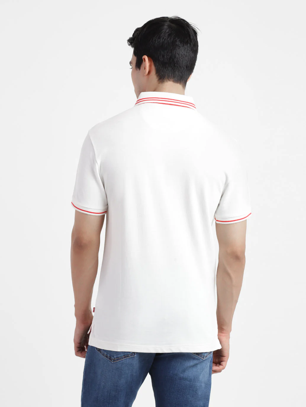 Men's Colorblock White Polo T-Shirt - Image 3