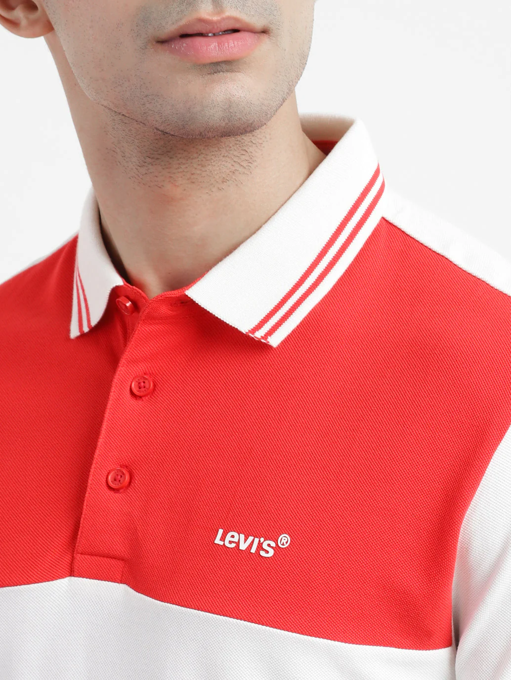 Men's Colorblock White Polo T-Shirt - Image 5