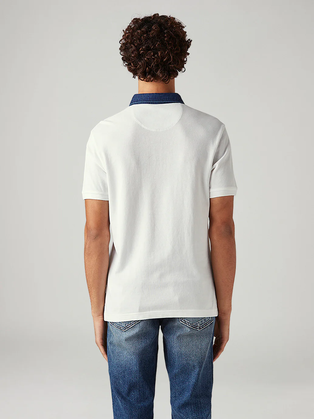 Men's Colorblock White Slim Fit Pique Polo T-shirt - Image 2