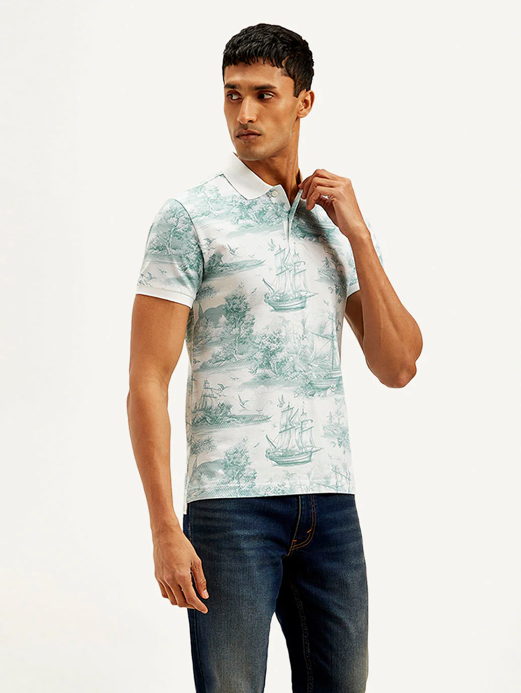 Men's Conversational Slim Fit Polo T-shirt - Image 5