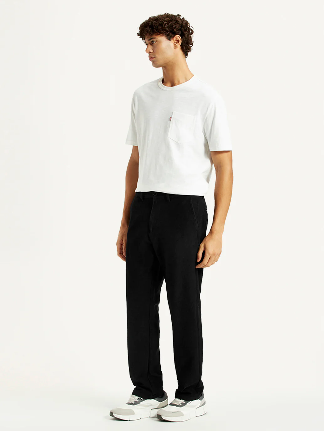 Men's Black Relaxed Straight Fit Mid Rise Corduroy Chinos - Image 6
