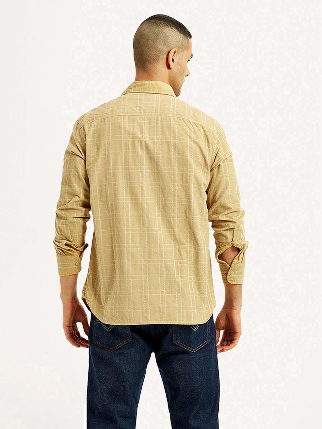 Men's Checkered Slim Fit Corduroy Shirt - Image 2