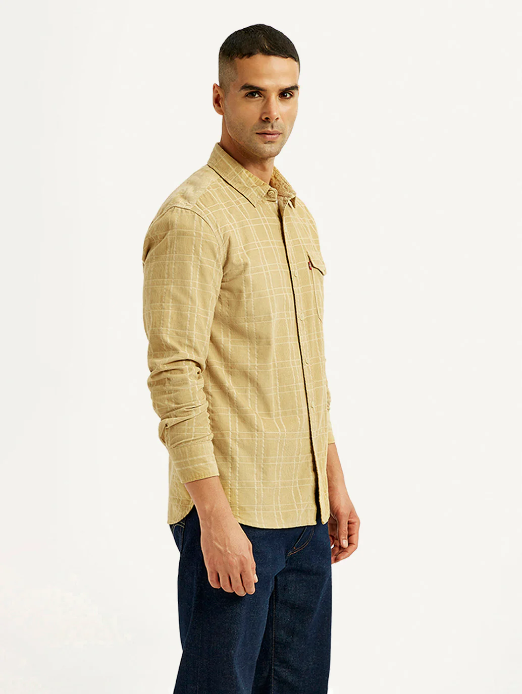 Men's Checkered Slim Fit Corduroy Shirt - Image 6