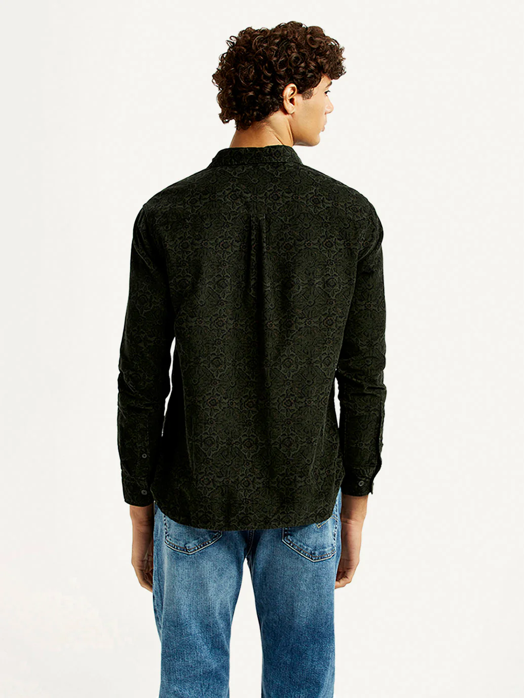 Men's Jacquard Print Slim Fit Corduroy Shirt - Image 3