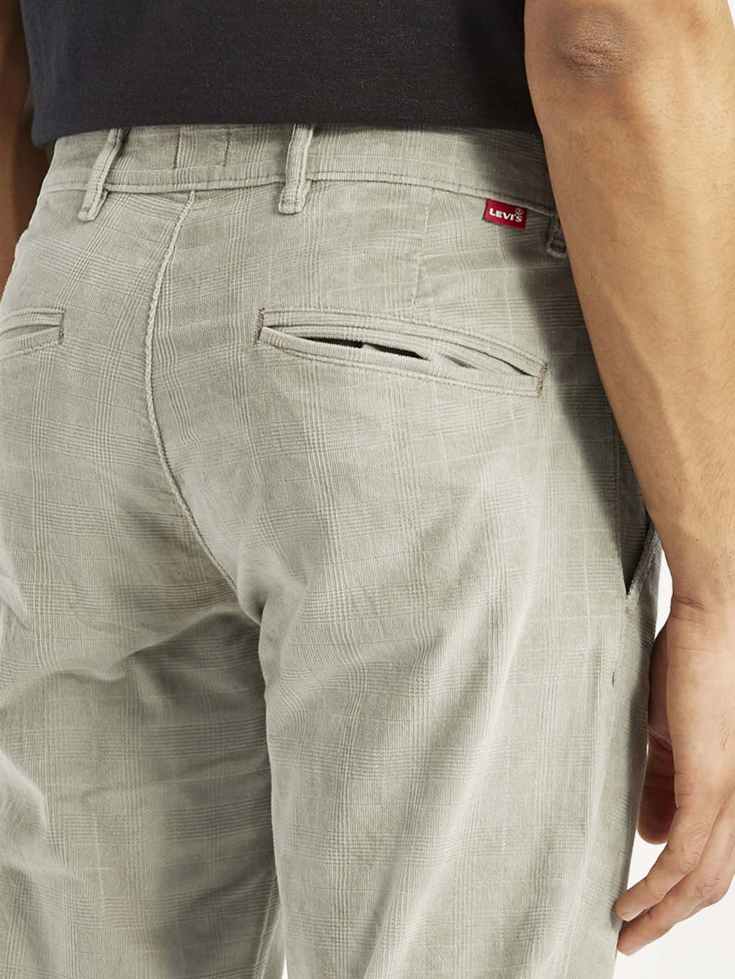Men's Light Grey Slim Fit Tapered Corduroy Trousers - Image 3
