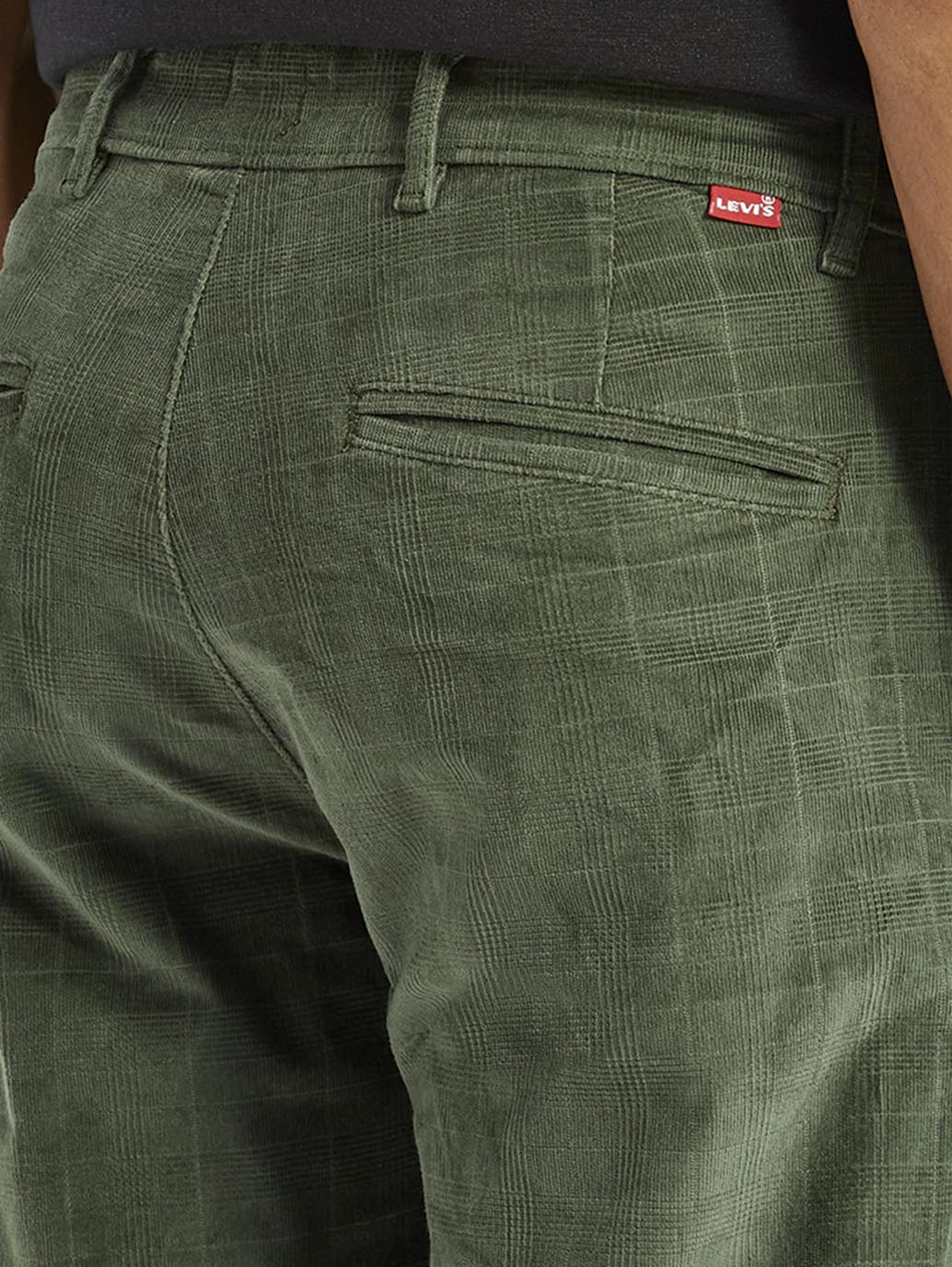 Men's Olive Green Slim Fit Corduroy Trousers - Image 5