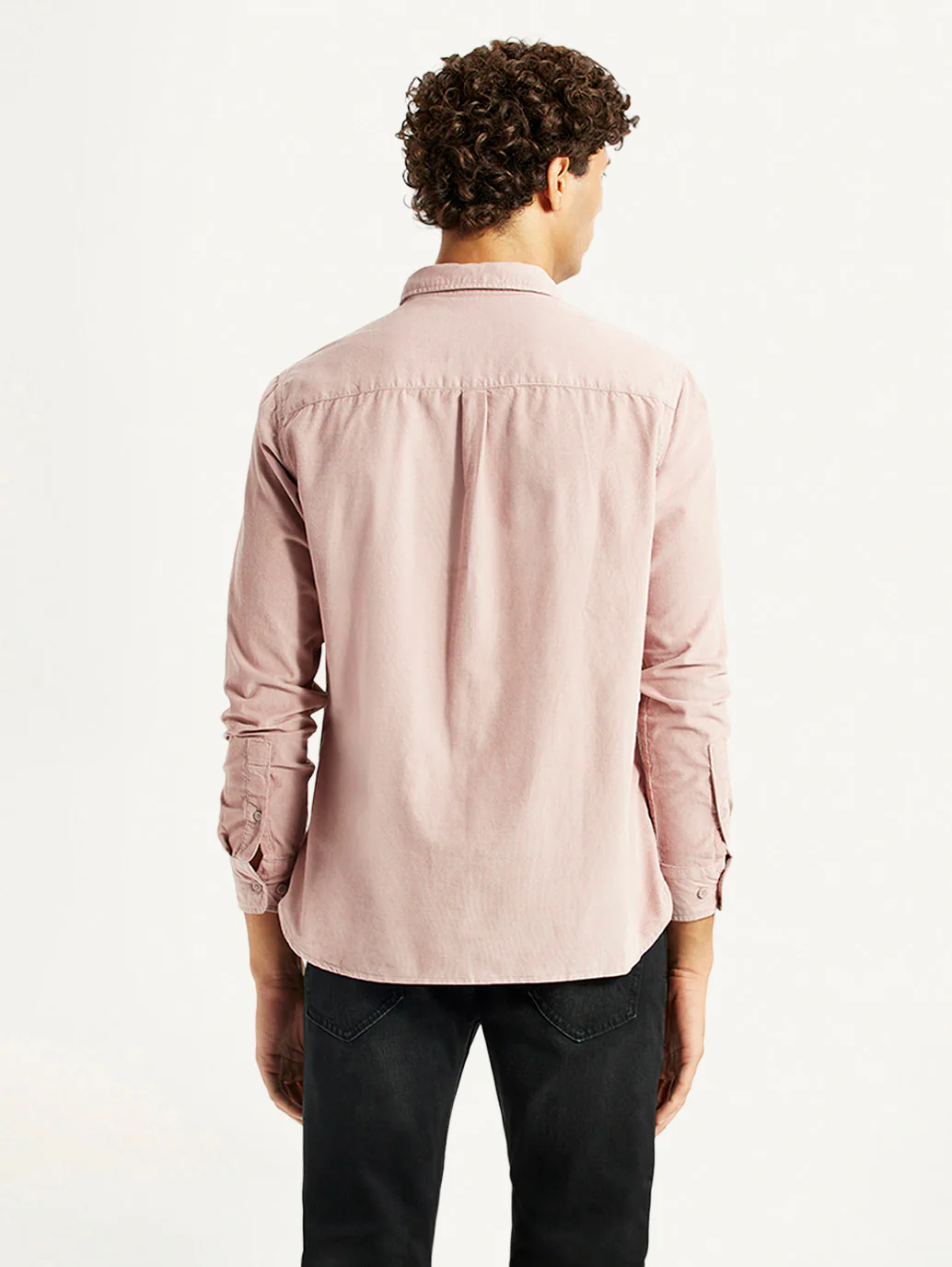 Men's Corduroy Solid Mauve Slim Fit Shirt - Image 2