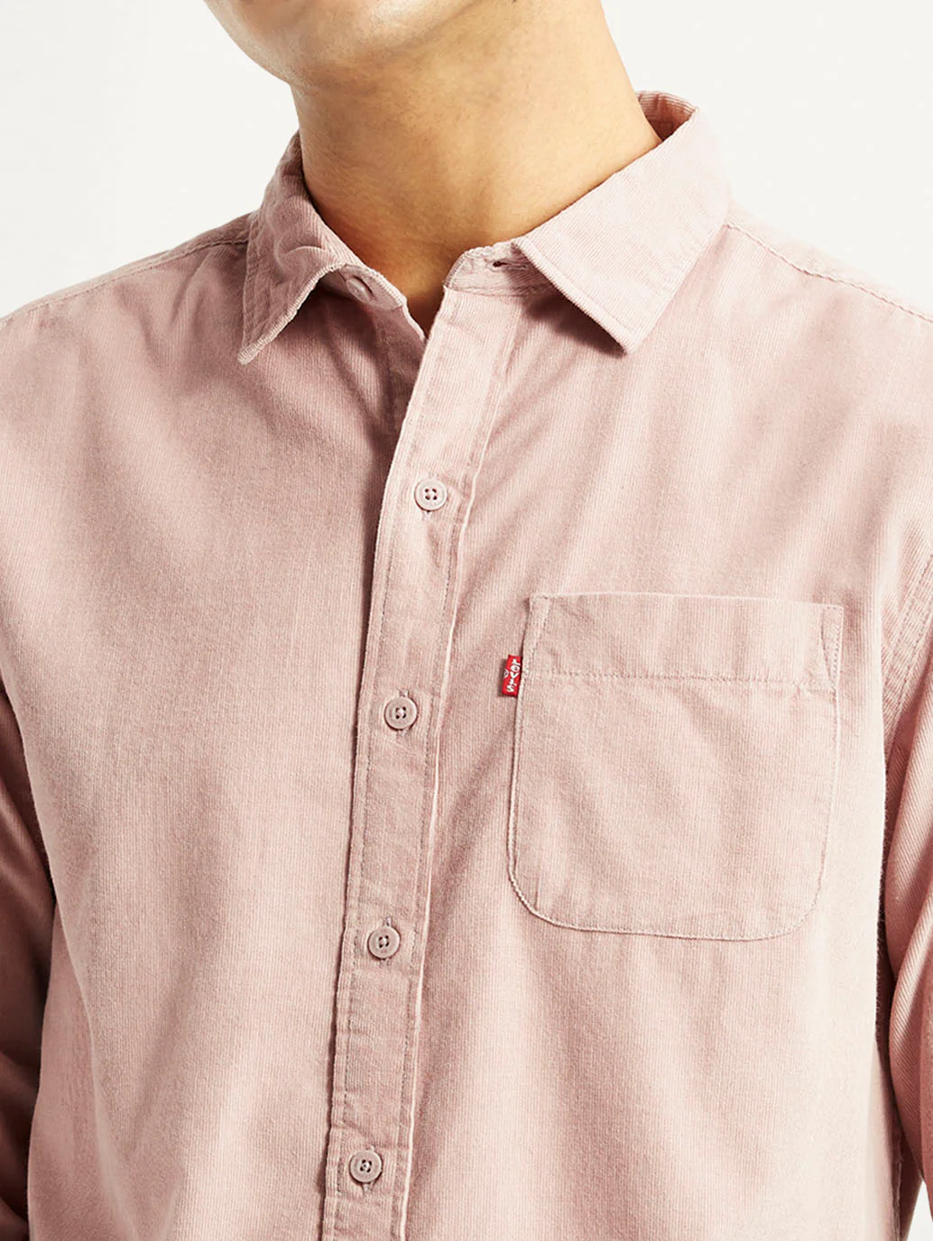 Men's Corduroy Solid Mauve Slim Fit Shirt - Image 3