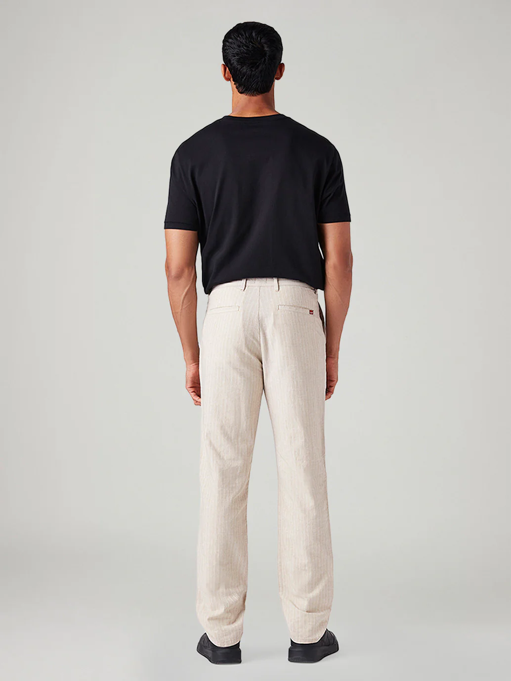 Men's Cream Authentic Relaxed Fit Mid Rise Linen Chinos - Image 4