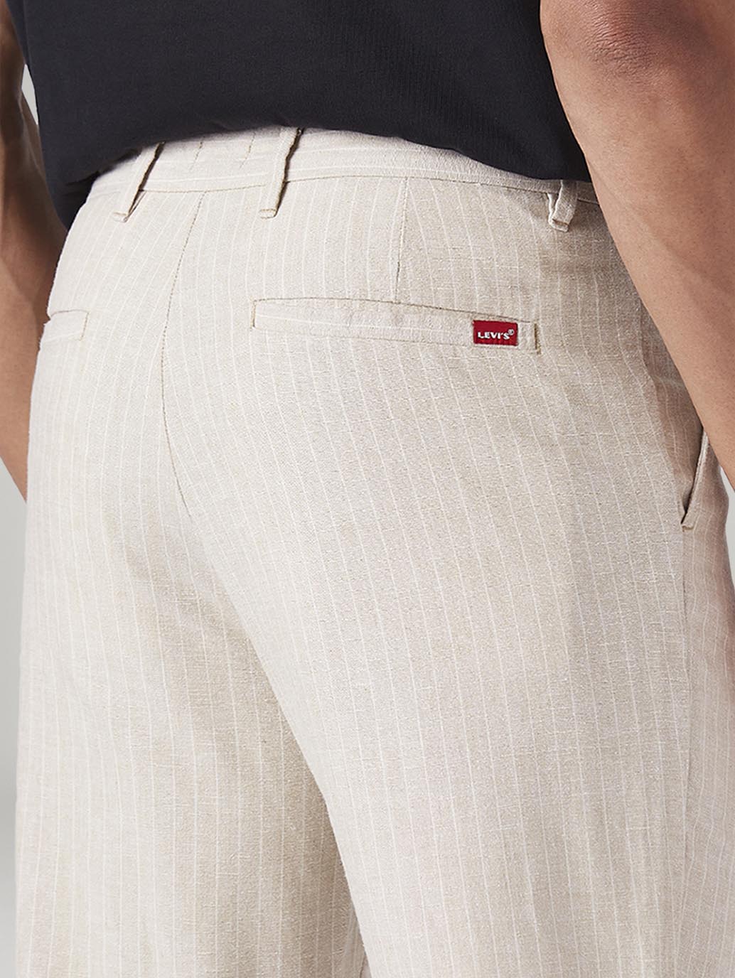 Men's Cream Authentic Relaxed Fit Mid Rise Linen Chinos - Image 5