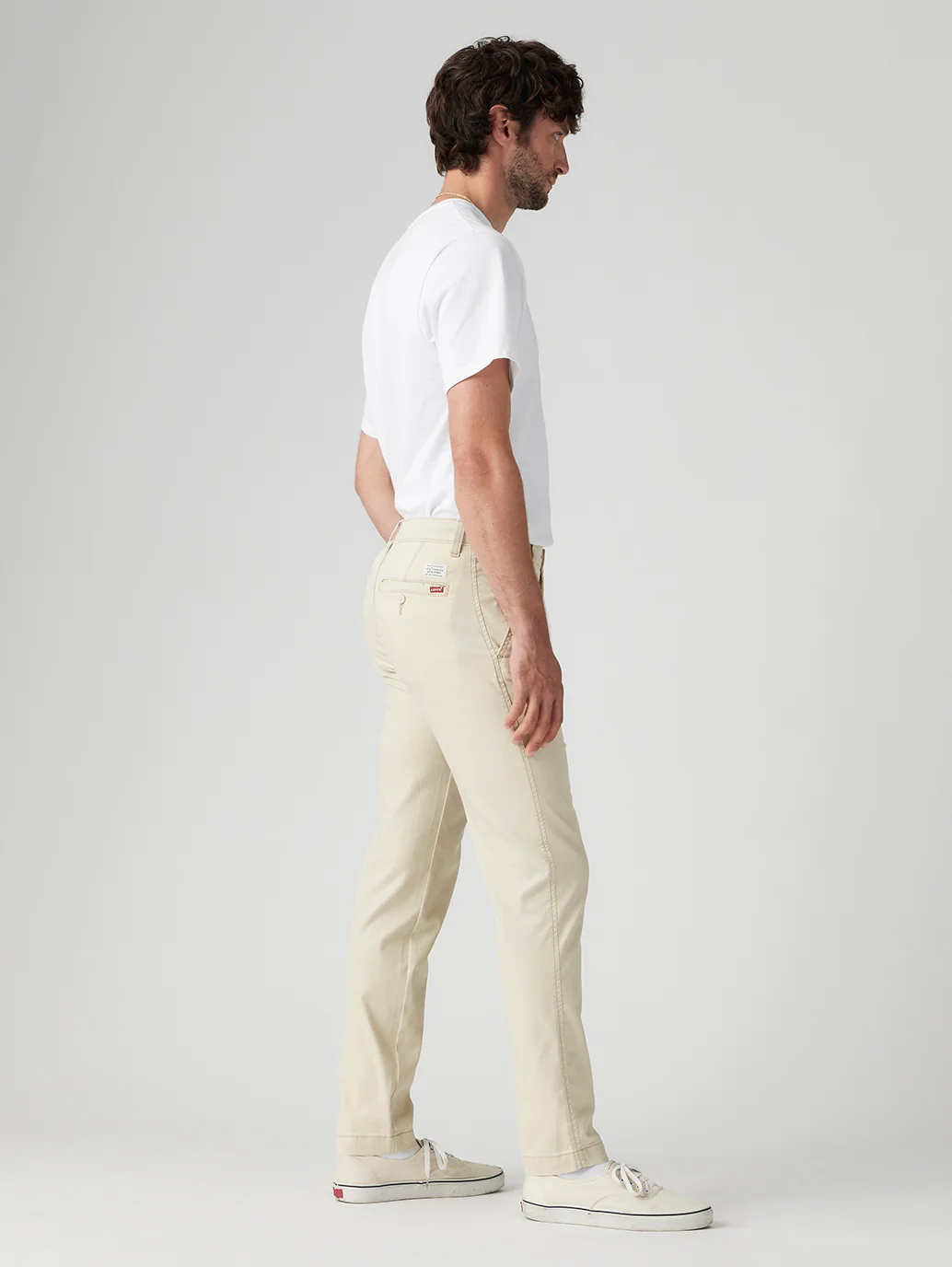 Men's Cream Regular Fit Chinos - Image 5