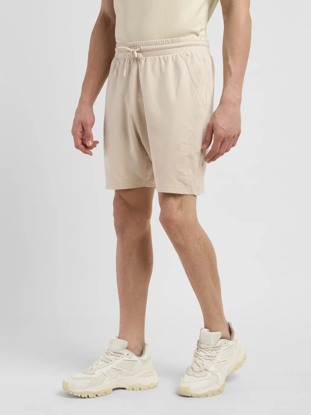 Men's Cream Regular Fit Shorts - Image 4