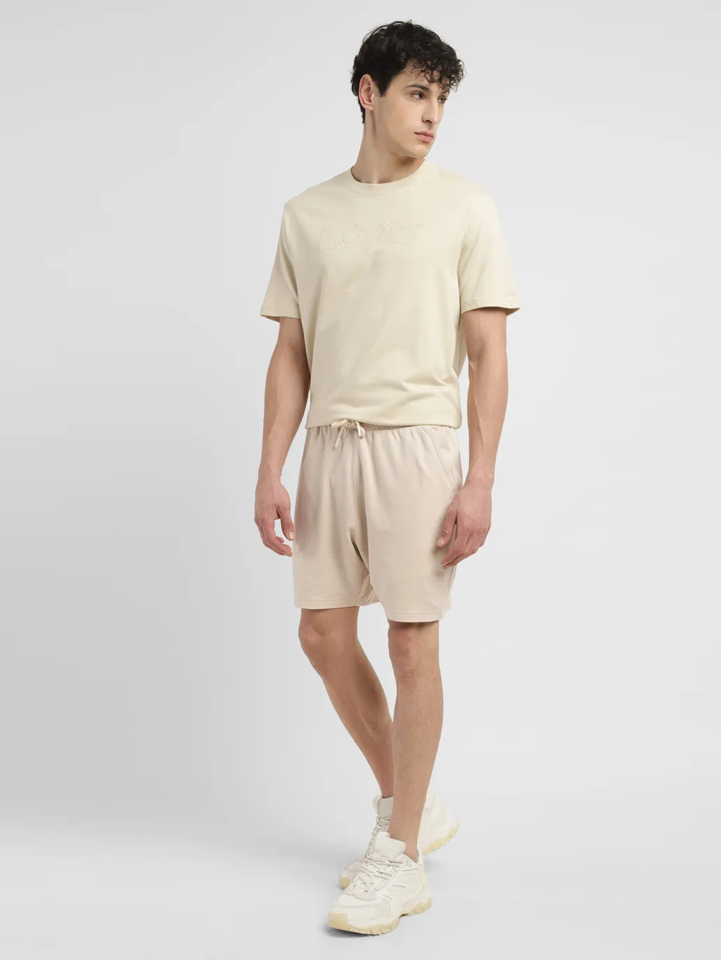 Men's Cream Regular Fit Shorts - Image 7