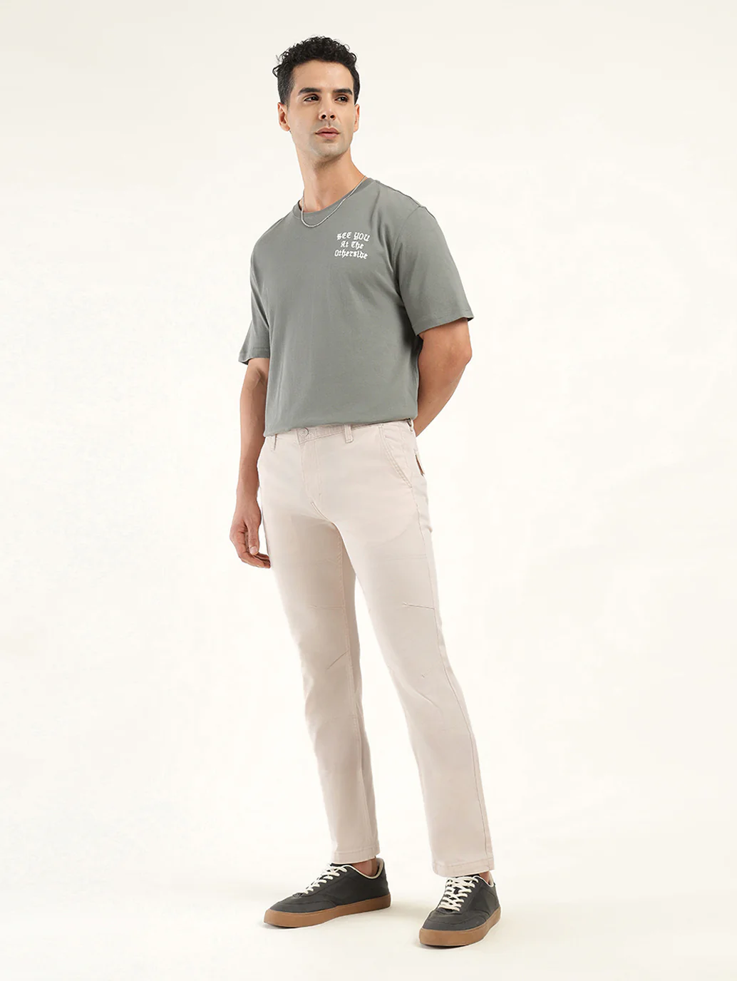 Men's Cream Slim Fit Chinos