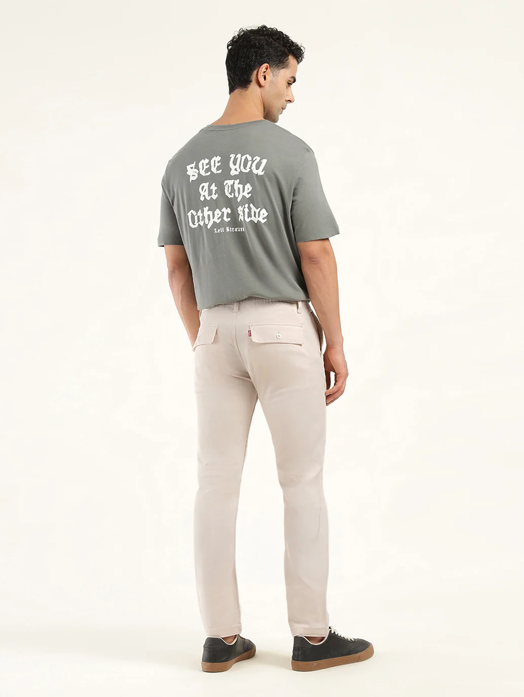 Men's Cream Slim Fit Chinos - Image 3