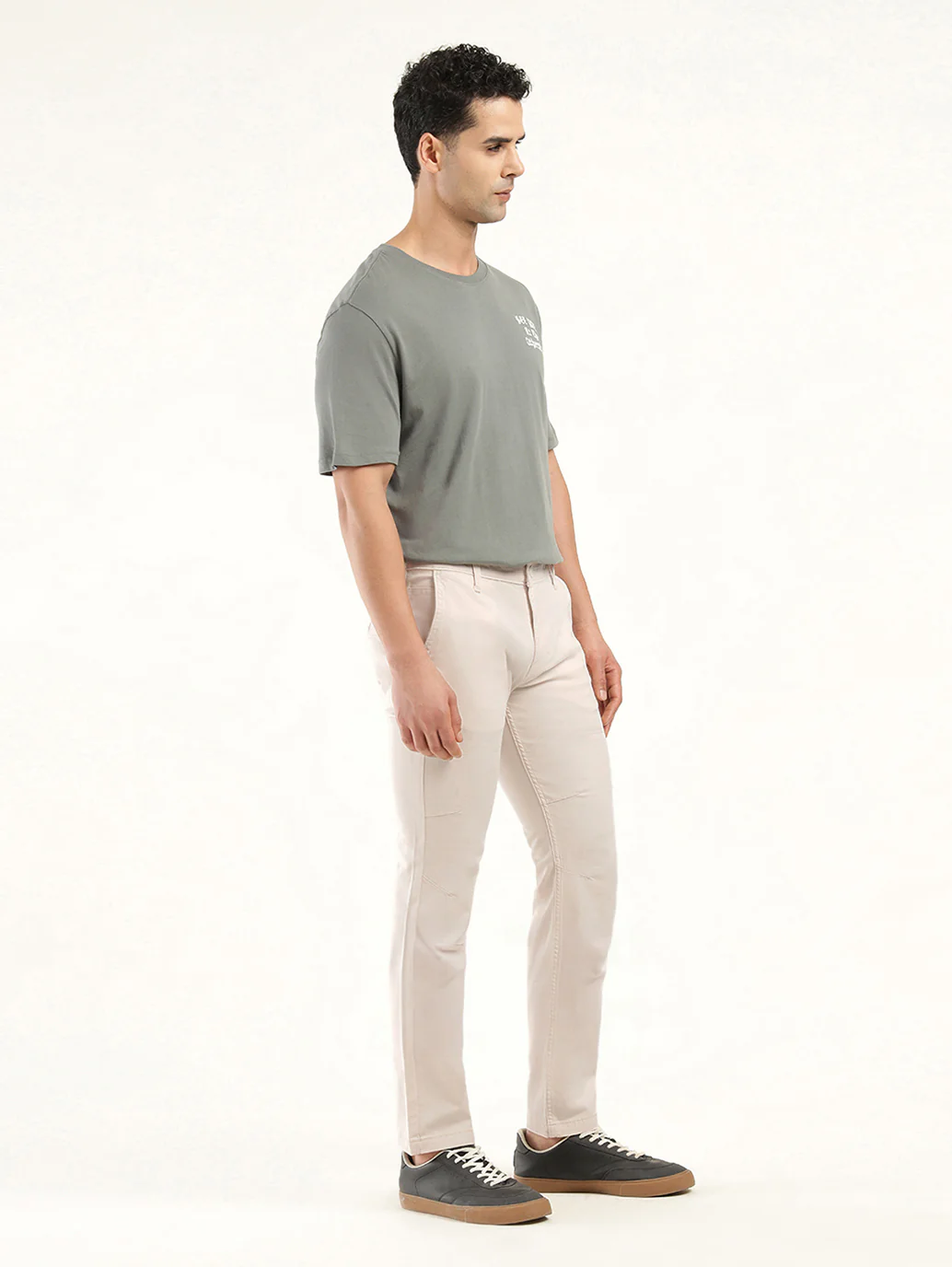 Men's Cream Slim Fit Chinos - Image 5