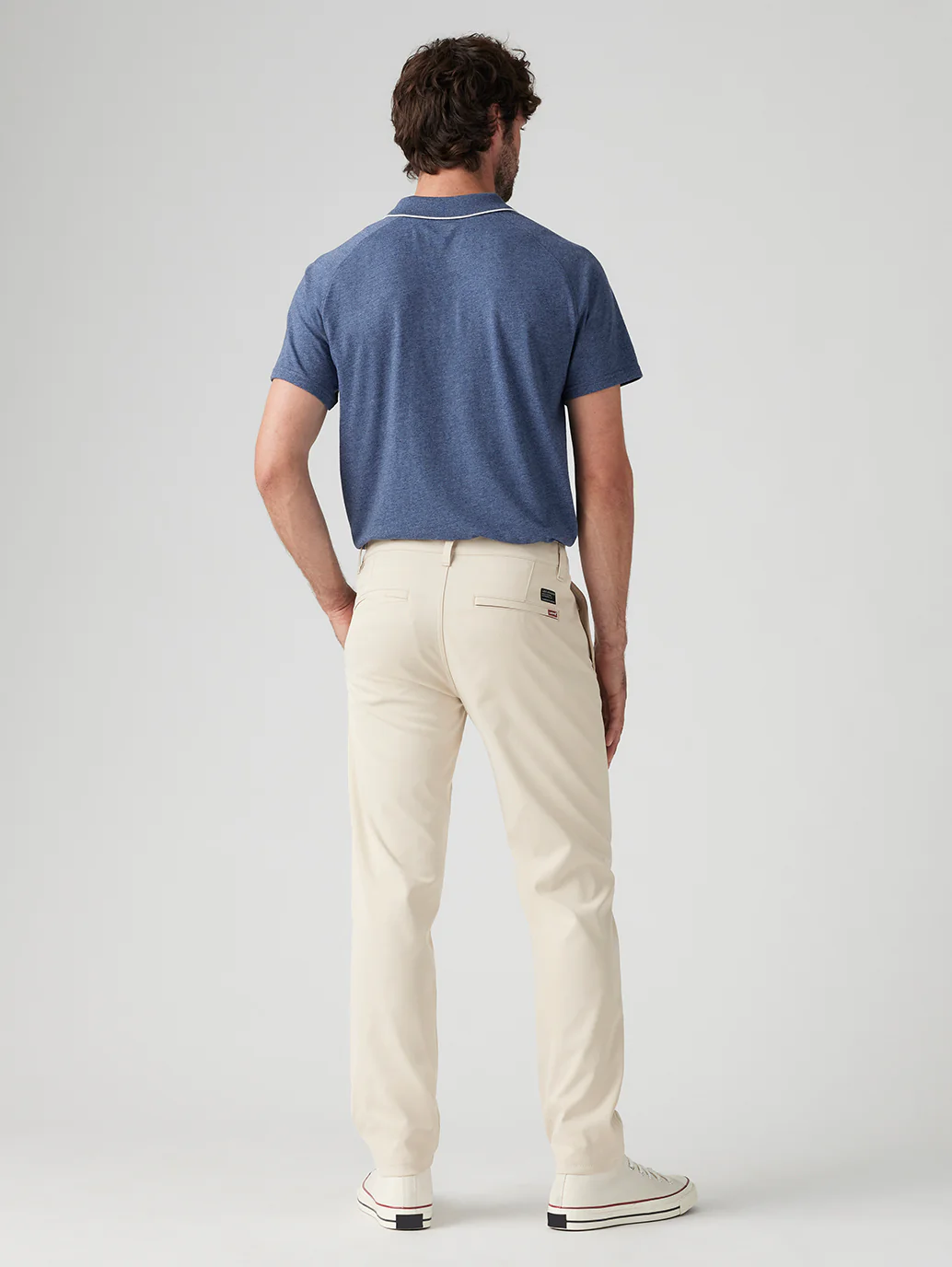 Men's Cream Straight Fit Chinos - Image 3